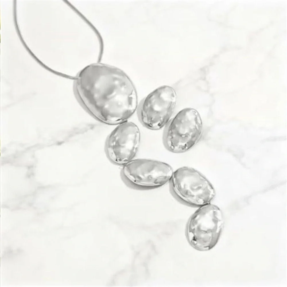 Silver Statement Jewelry Set for Women, Chunky Vintage Silver Chunky Necklace